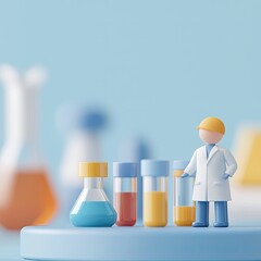 Poster - Scientist Analyzing Biofuel Samples in Laboratory, 3D illustration