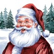 © Pakim - Cheerful Santa Claus in Winter Wonderland Background