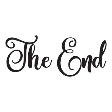 The End hand drawn lettering phrase, continuous line drawing, design element for poster, banner, card, print for clothes, emblem or logo design, vector illustration.. EPS 10/AI