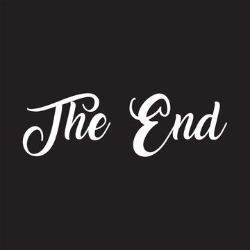 The End hand drawn lettering phrase, continuous line drawing, design element for poster, banner, card, print for clothes, emblem or logo design, vector illustration.. EPS 10/AI