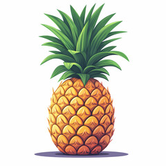 Vector watercolor illustration of pineapple with two slices. Isolated on white
