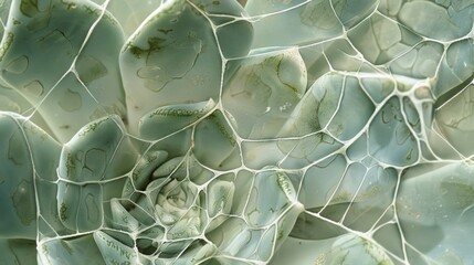 Wall Mural - A detailed photo of a succulents stem captures the intricate web of s running through it providing essential nutrients to the entire plant.