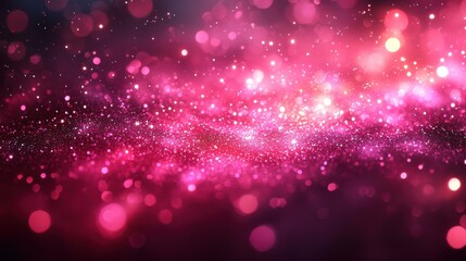 Poster - Vibrant pink and purple cosmic background with shimmering particles and lights at night