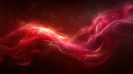 Poster - Colorful abstract wave of energy floating through space, illuminated by vibrant bursts of light and surrounded by sparkling particles