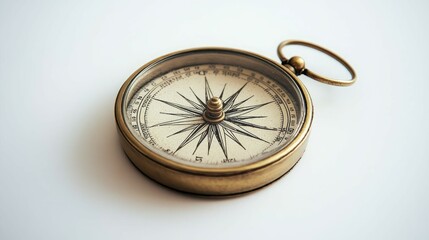 a classic compass with a brass casing and a white face.