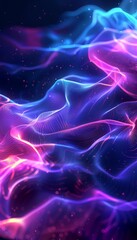 Wall Mural - Vibrant abstract waves of purple and blue light create a mesmerizing visual effect, evoking water ripples and cosmic energy.