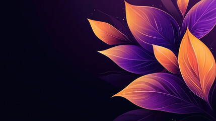 Purple and gold leaves, black background