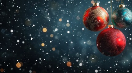 beautiful christmas balls banner with text space