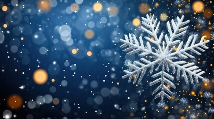 Wall Mural - christmas background design of snowflake and bokeh with light effect vector illustration