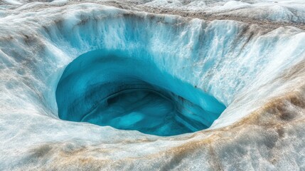 A glacial meltwater pool showcasing vibrant blue hues and icy textures.