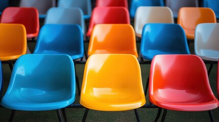 Colorful Plastic Chairs in a Row