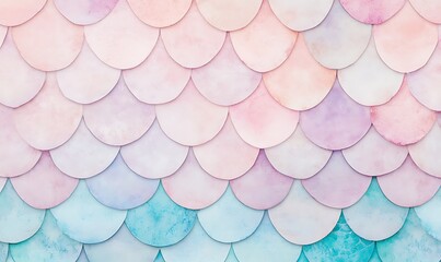 Wall Mural - Beautiful pattern of colorful mermaid scales, Generative AI