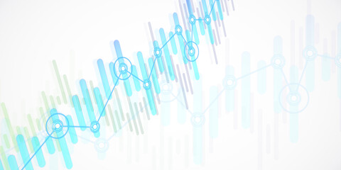 Poster - Abstract financial candlestick chart with data points on a white background. 3D Rendering