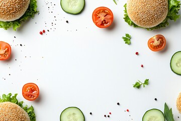 Fresh Ingredients with Burger Buns and Vegetables