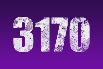 flat white grunge number of 3170 on purple background.