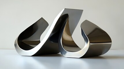 Poster - Abstract Metal Sculpture with Interlocking Curves