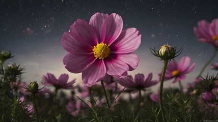 pink flower on black