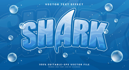 Aufkleber - Shark editable text effect template with deep sea background