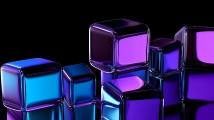 Abstract geometric blocks on black background, 3d render