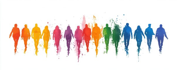 Wall Mural - Rainbow People Silhouette.