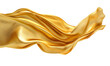 © john - A golden silk cloth floating in the air, with smooth and flowing lines, creating a sense of luxury and elegance. The background is white, highlighting gold tones