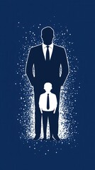 Wall Mural - Large Man and Small Boy Silhouettes.