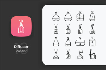 outline diffuser icon design set