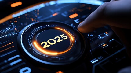 Poster - Futuristic start button with 