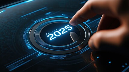 Poster - Futuristic start button with 