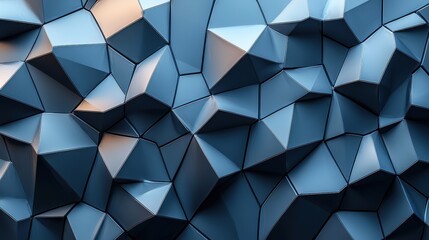 Poster - Abstract geometric pattern in shades of blue showcasing dimensional textures and facets that create a dynamic visual effect