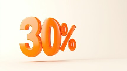 Poster - Glossy 3D orange discount symbol on a sleek light background, representing promotional sales and special offers.