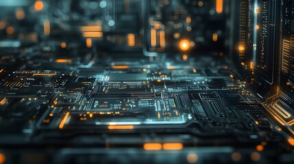 Poster - Computer circuit board, web design background. 