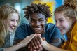 © Dhriti - Young people making a stack of hands, Generative AI