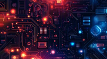 Poster - Computer circuit board, web design background. 