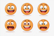 © lashkhidzetim - set of six cartoon faces with different expressions. The first one is smiling, the second one is laughing, the third one is crying, the fourth one is angry, the fifth one is surprised