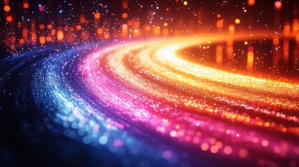 Poster - Vibrant, swirling lights in a colorful display of motion and energy against a dark background during a nighttime celebration