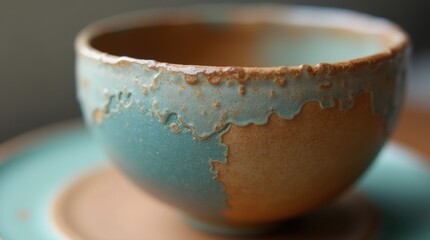 A close-up image of a handmade pottery piece emphasizing the unique glazes and textures, highlighting the craftsmanship.