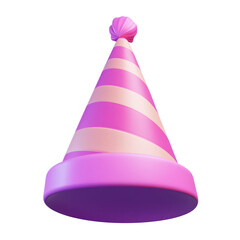 Wall Mural - pink party hat 3d render icon isolated on transparent background cutout