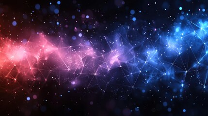 Poster - Colorful cosmic abstract design featuring a blend of pink and blue hues with stars in the background