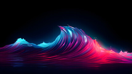 Canvas Print - Photo Glow Flow big neon wave background