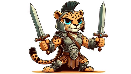 Leopard Warrior A Cartoon Gladiator