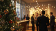 © AIRina - Office Christmas party with tree and festive lights in background.