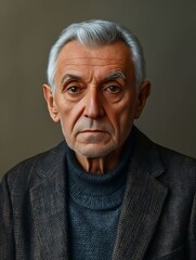 Wall Mural - A close up of a man in a suit and turtle neck sweater