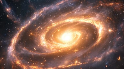 Poster - Pictures from deep space featuring a 3D cartoon rendering of a galactic hub nebulae of nascent galaxies and new constellations