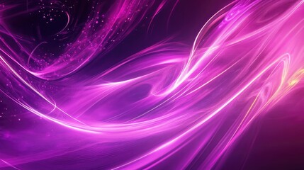 Poster - Panoramic concept of high speed technology featuring a light abstract background Glowing purple wave swirls and dynamic cable line effects