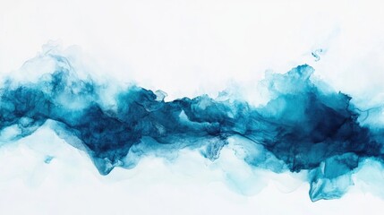 Poster - Contemporary abstract artwork featuring acrylic smears in indigo and aqua tones showcasing a beautiful watercolor like design with aquamarine hues