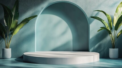Poster - Minimalist podium design with a clean backdrop for product display 3D rendered illustration