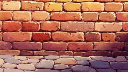 Poster - A decorative illustration of a brick wall or paved surface suitable for enhancing the design of interiors and exteriors in various settings