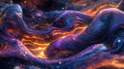 Wall Mural - 3D cartoon rendering illustrating the fabric of the cosmos exploring space time and the texture of reality