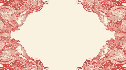 Poster - Line art illustration featuring a red border pattern with ample copy space
